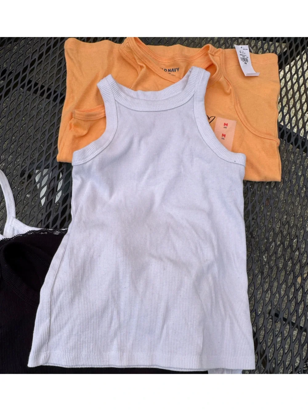 Mix of Girl’s Tank Tops - White, Black & Orange size 8